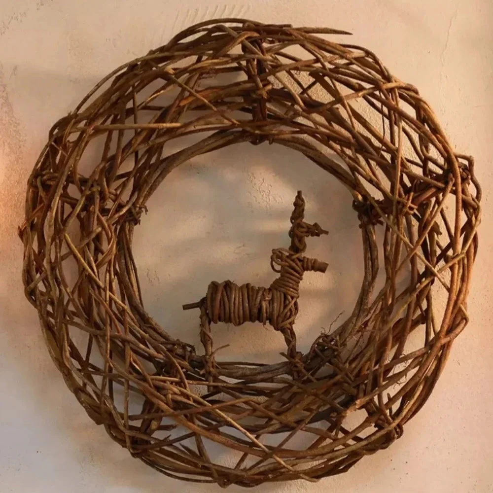 Anthropologie Grapevine Reindeer  Rustic Wreath Christmas Farmhouse